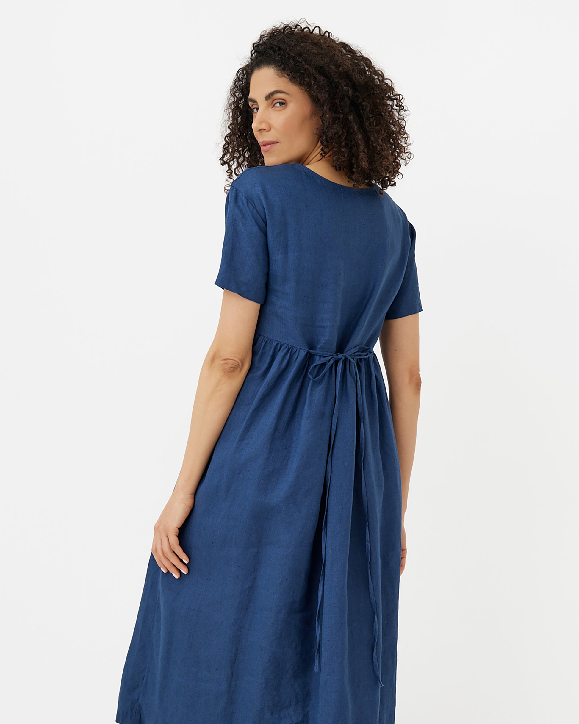 navy linen maxi dress Talia Navy Linen Maxi Dress