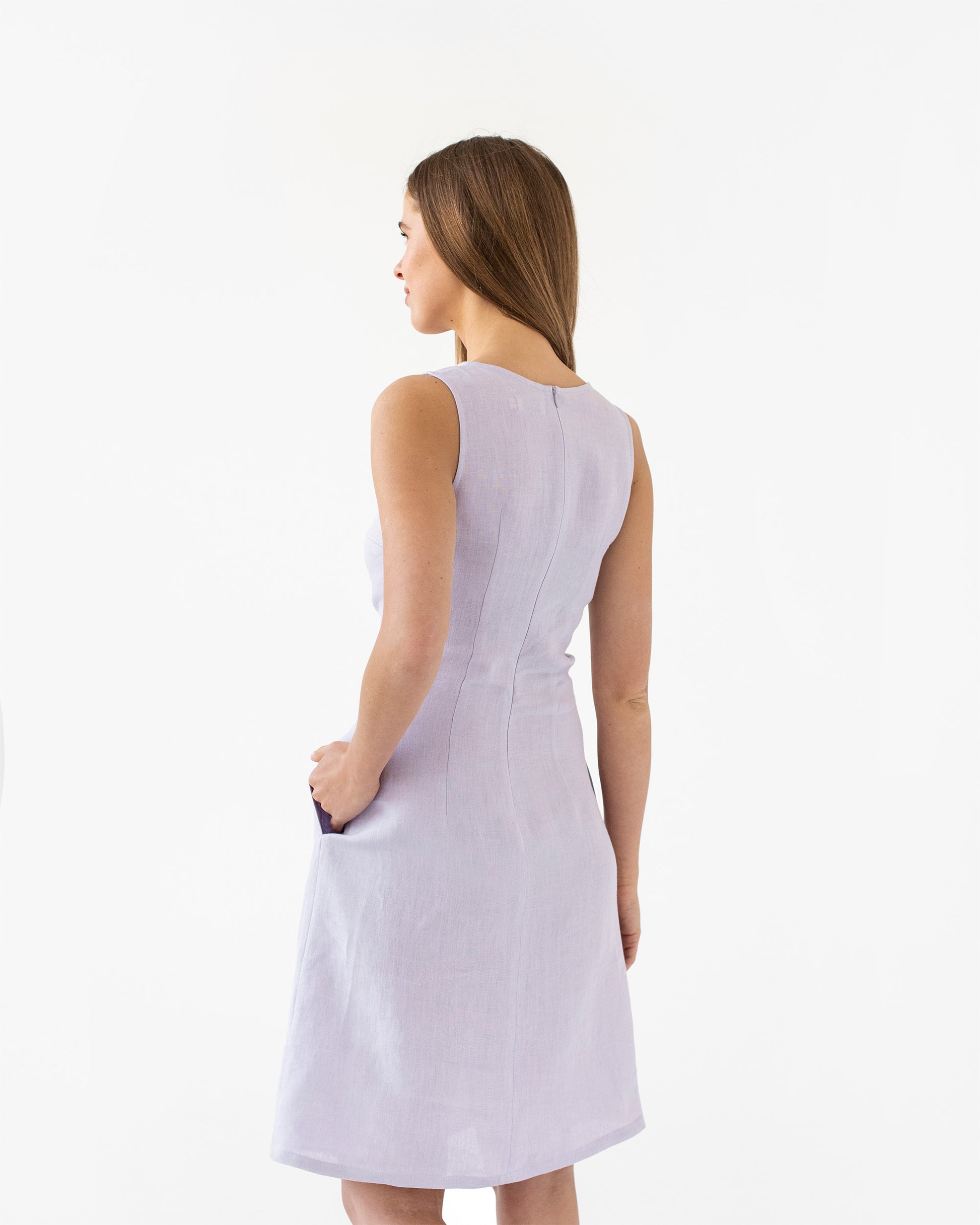 Tie-Front Linen Dress in Lilac | MagicLinen XS Tie-Front Linen Dress in Lilac | MagicLinen XS