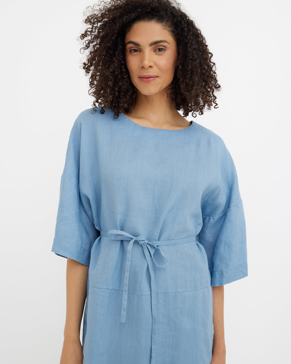 baby blue linen dress HANALEI in Soft 2026Spring Size:US 2 / UK 6 / EU 32 Knot Linen Dress Long 40.2 Size L