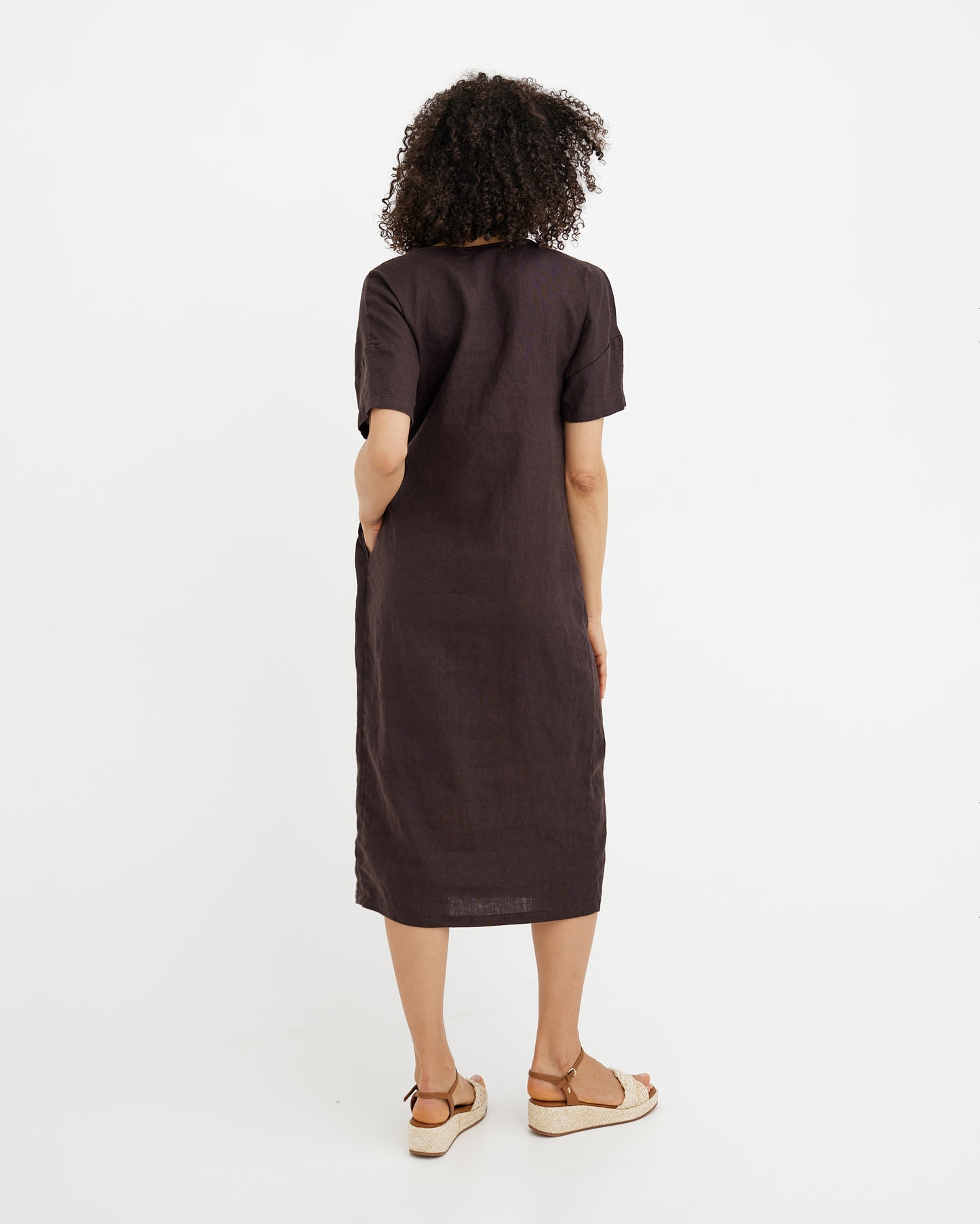 MagicLinen Espresso Brown PORTOFINO linen dress, OEKO-TEX® certified fabric