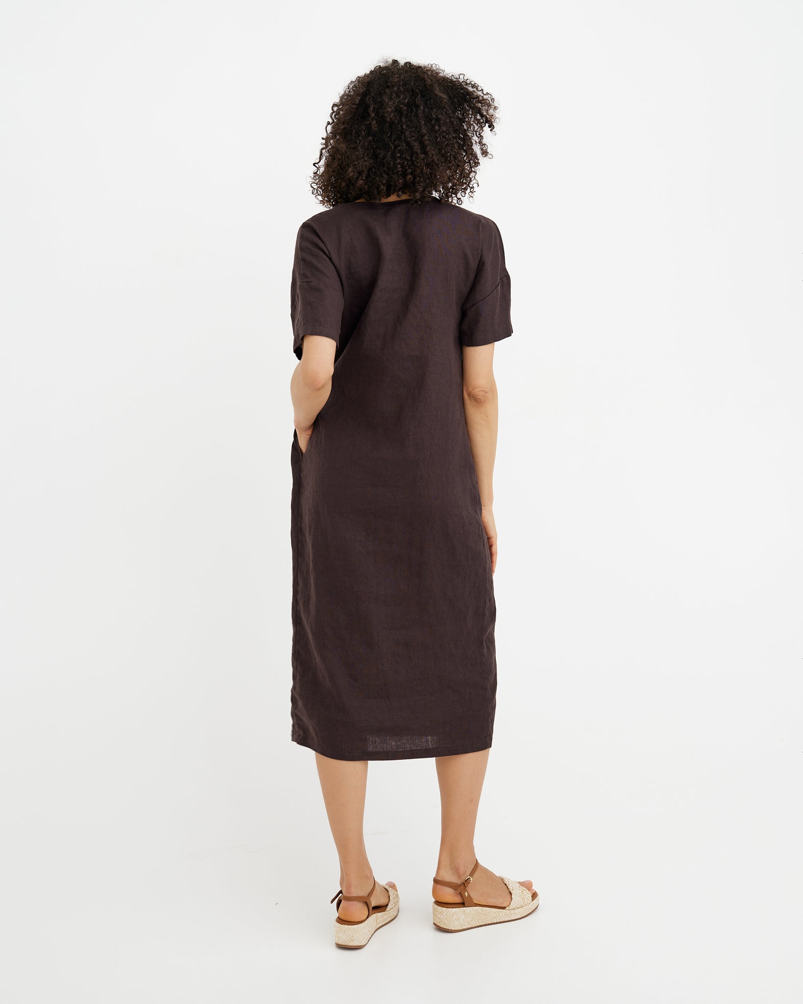 MagicLinen Espresso Brown PORTOFINO linen dress, OEKO-TEX® certified fabric