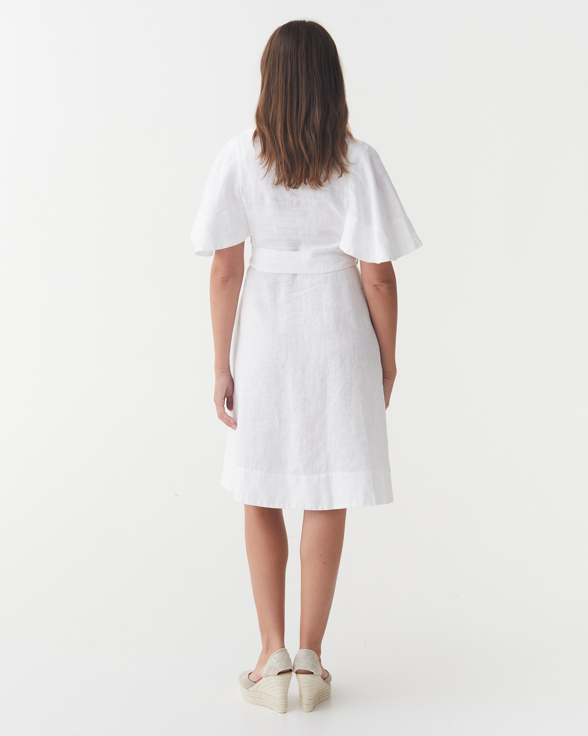 Linen flared dress GUILIN in White | MagicLinen