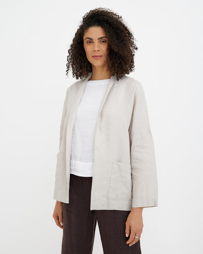 MagicLinen Natural Flax LOS ANGELES linen jacket, undyed stonewashed European flax  modelBoxOn