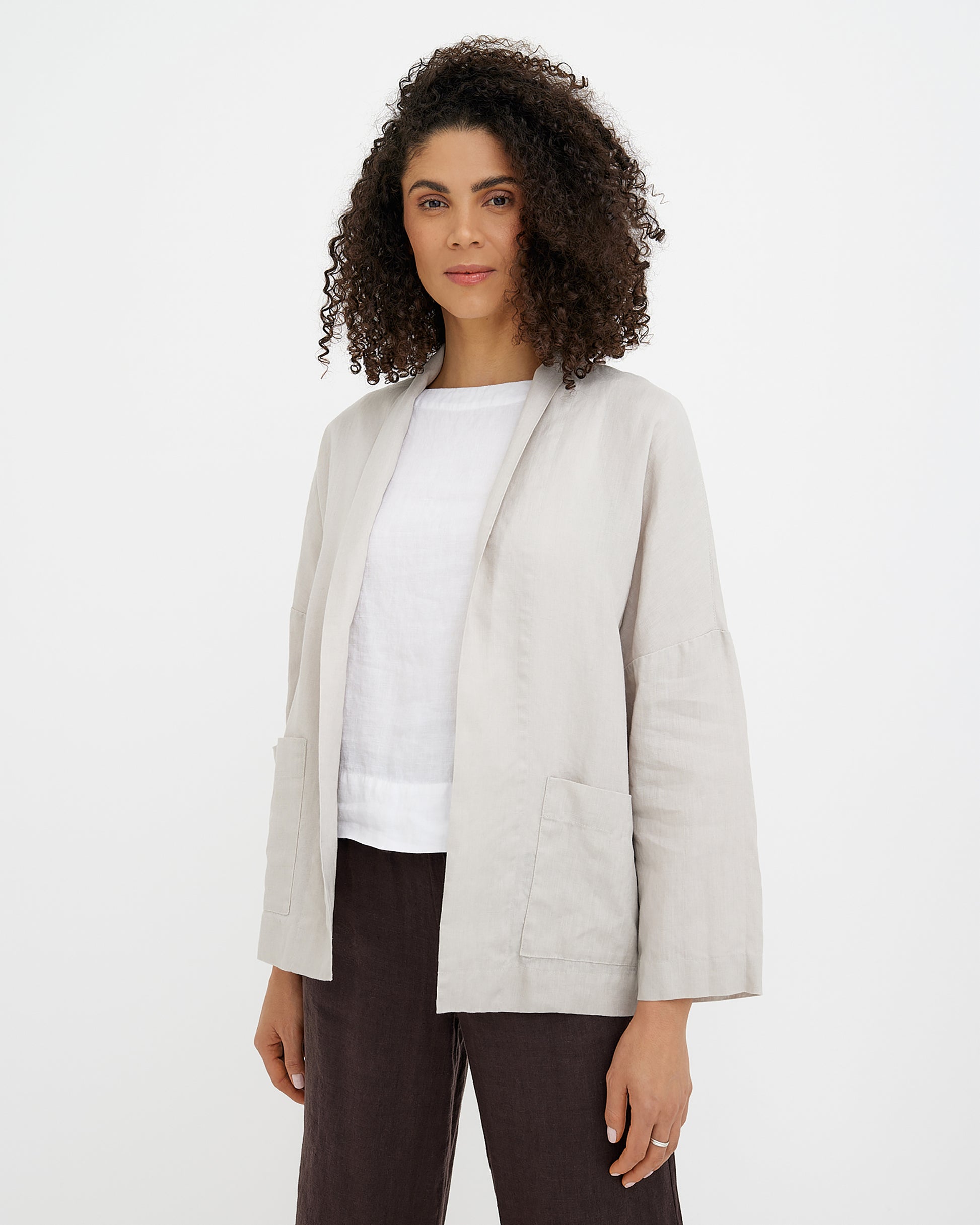 MagicLinen Natural Flax LOS ANGELES linen jacket, undyed stonewashed European flax  modelBoxOn