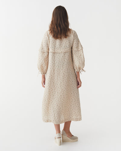 Linen kaftan dress HATTA in Ditsy rose | MagicLinen modelBoxOn