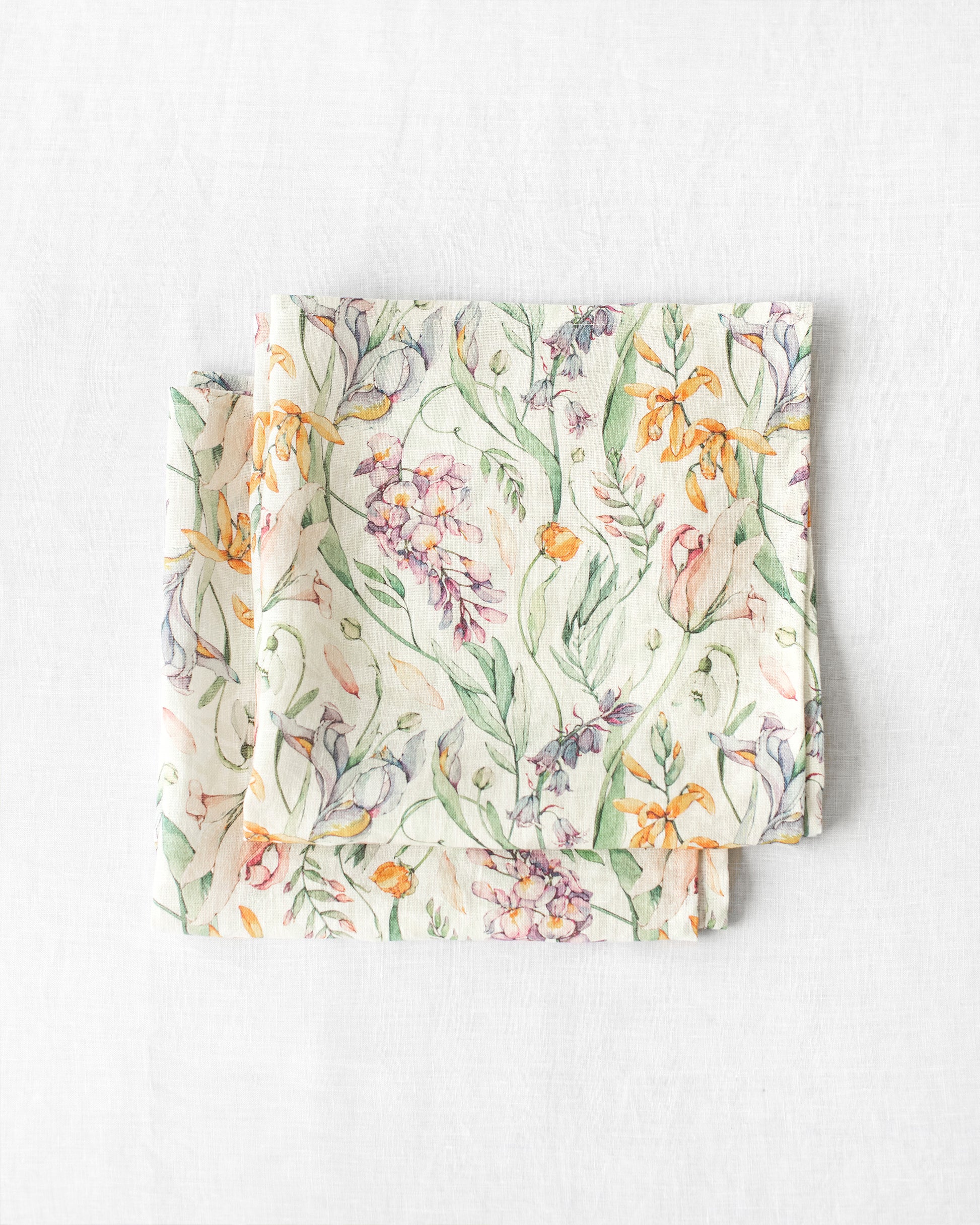 Blossom print linen napkin set of 2 - MagicLinen