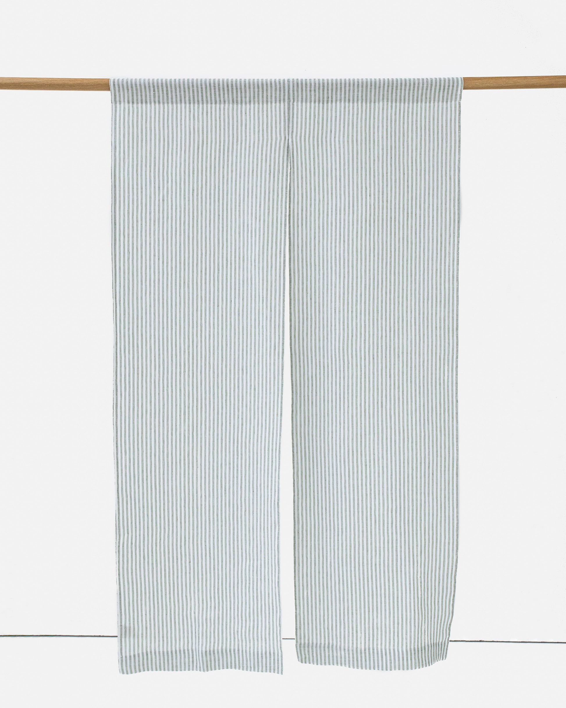 Linen Noren Curtains in Striped in Forest Green | Magiclinen
