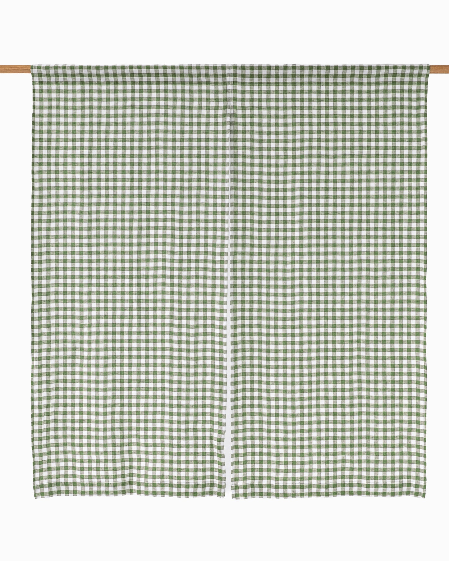 Linen noren curtains (1 pcs) in Forest green gingham - MagicLinen
