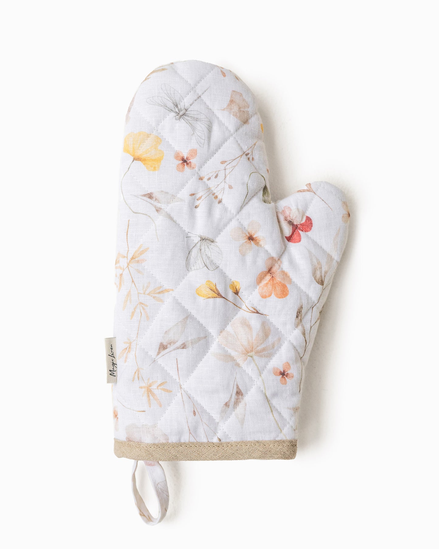 Linen Oven Mitt in Meadow Print | MagicLinen