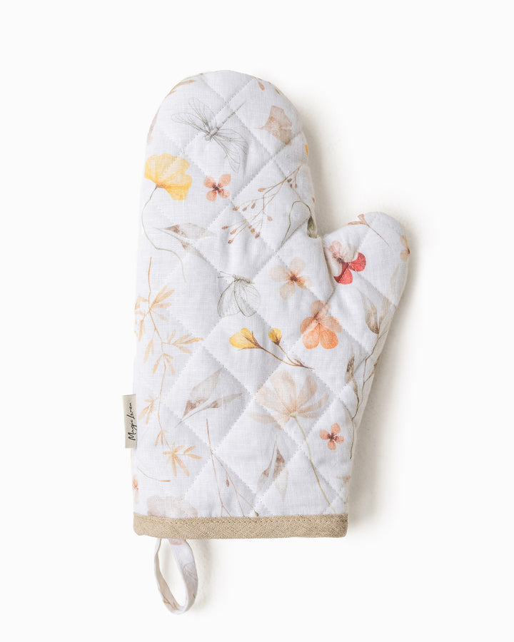 Linen Oven Mitt in Meadow Print | MagicLinen