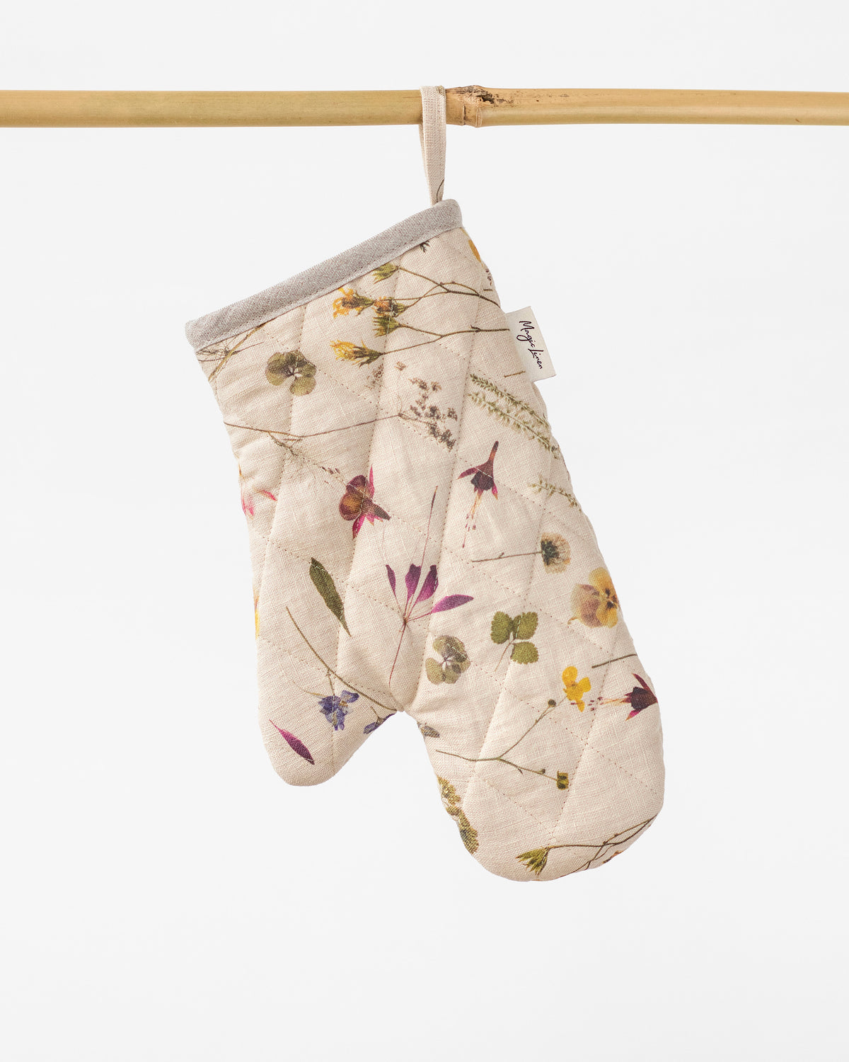 Linen oven mitt Botanical print