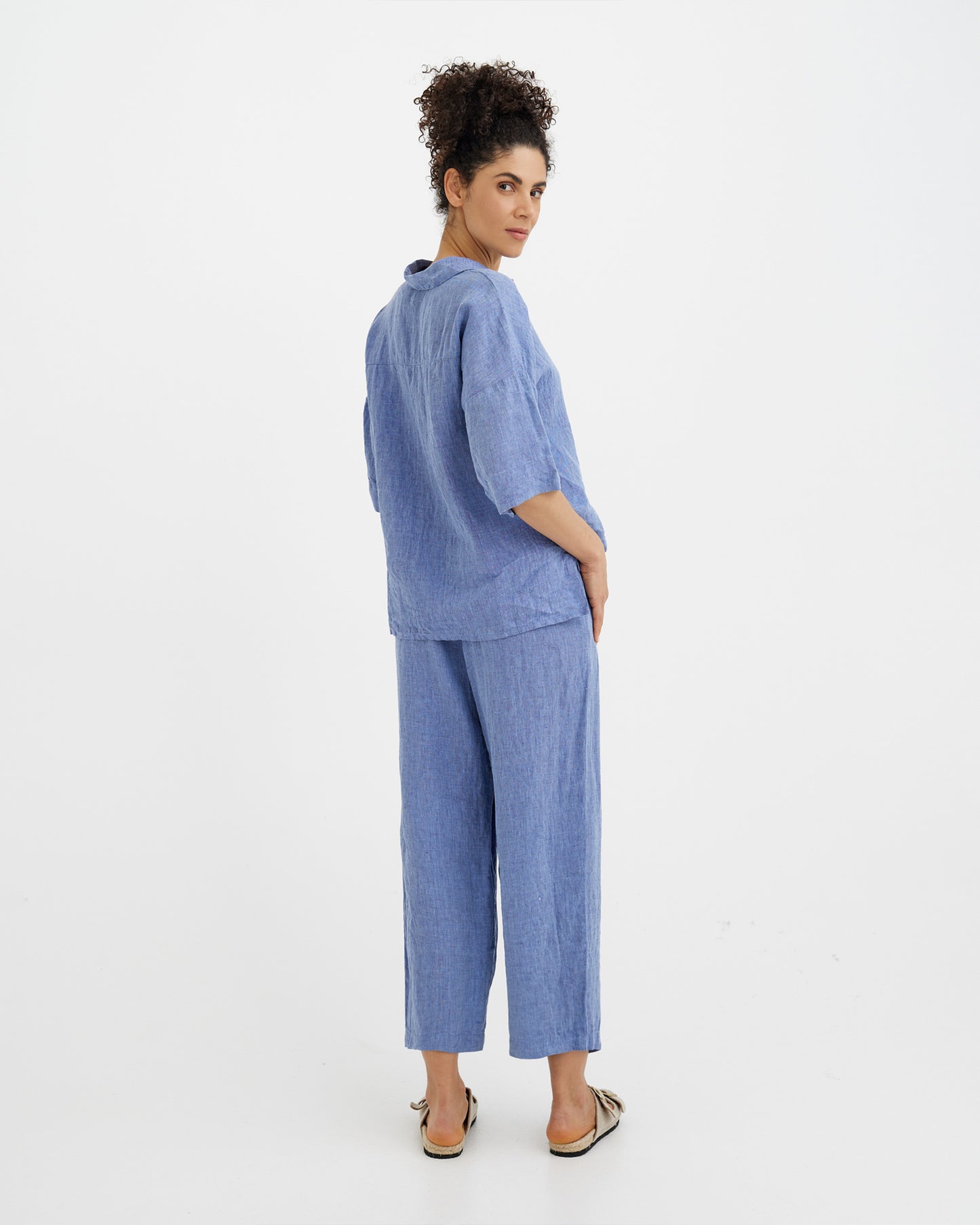 Leinen-Pyjama-Set AVEIRA in Schwarz