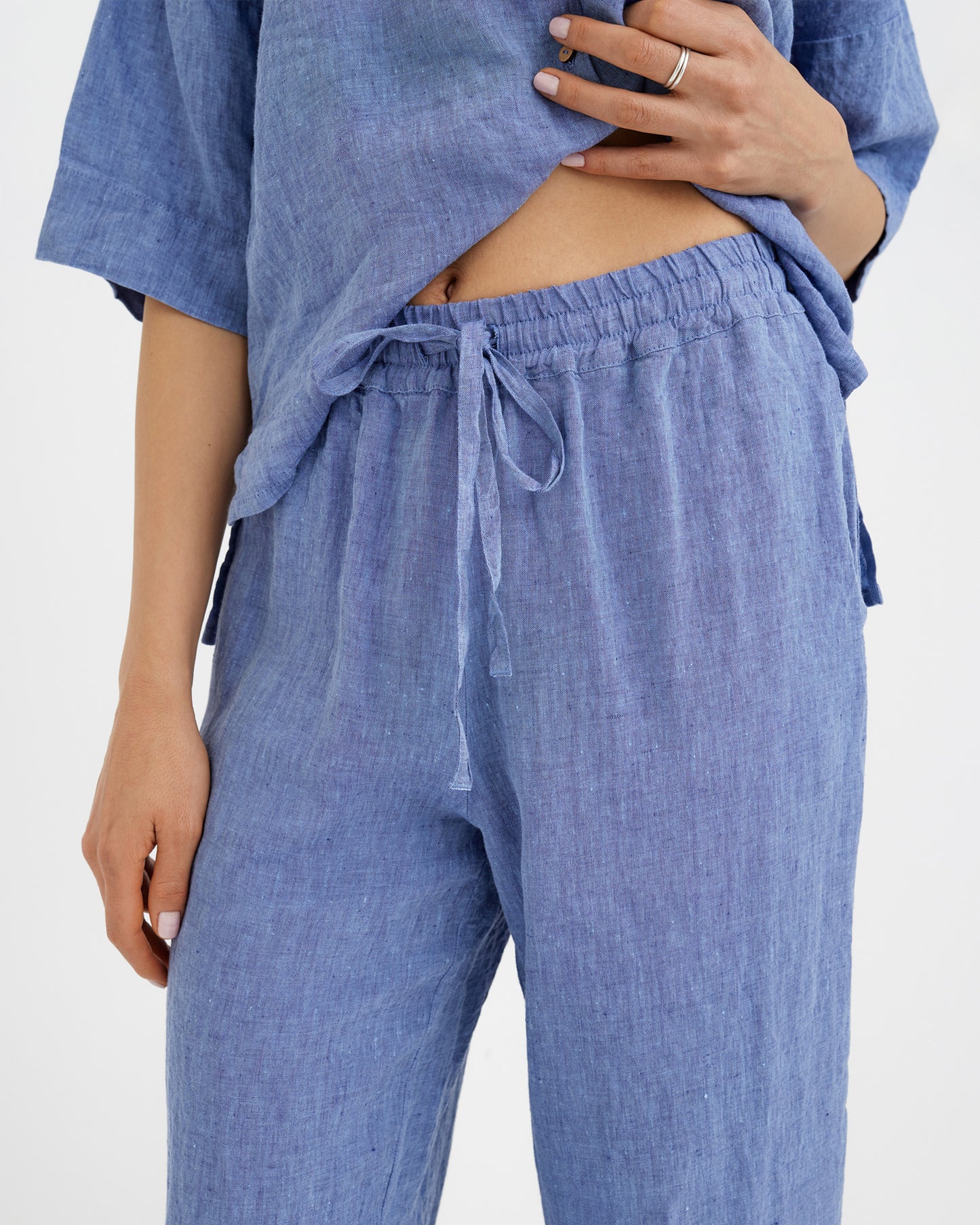 Leinen-Pyjama-Set AVEIRA in Schwarz