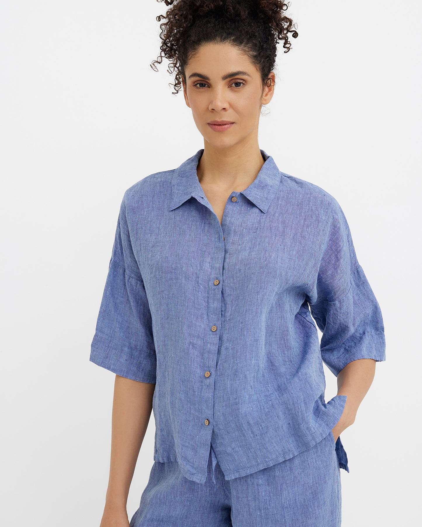 Leinen-Pyjama-Set AVEIRA in Schwarz