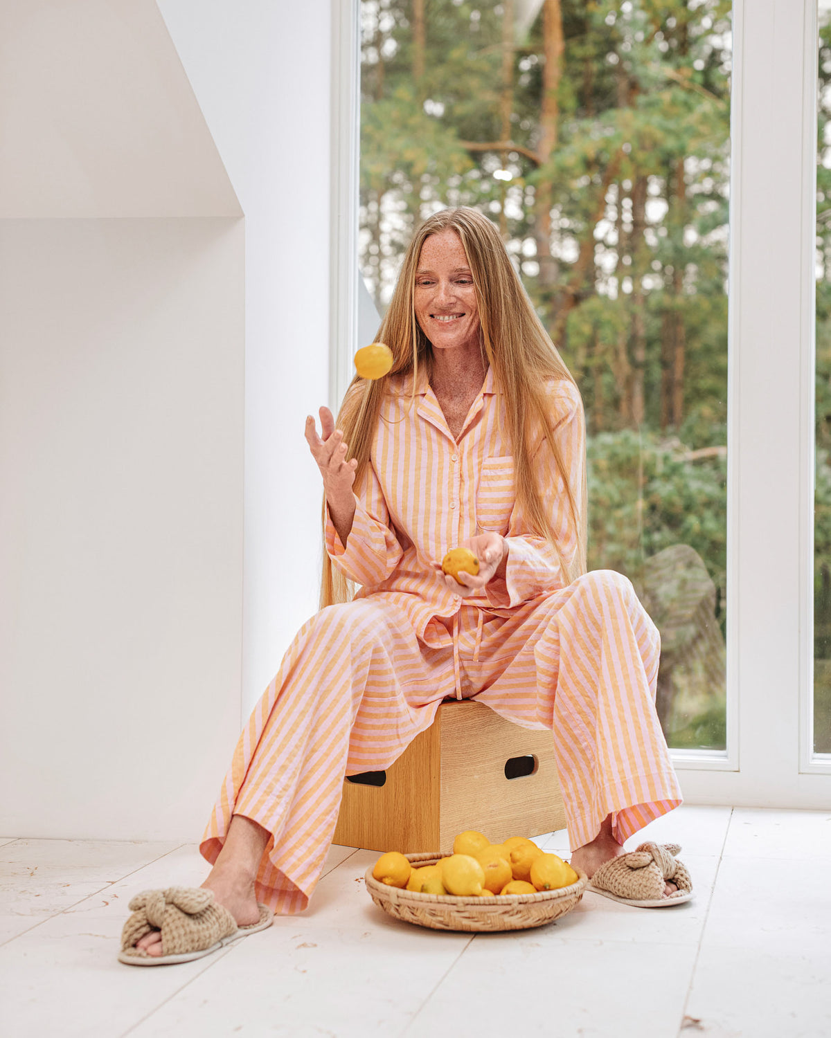 Linen pajama set GUSTAVIA in Fun striped