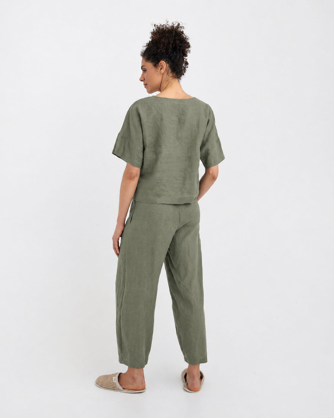 Leinen-Pyjama-Set AVEIRA in Schwarz