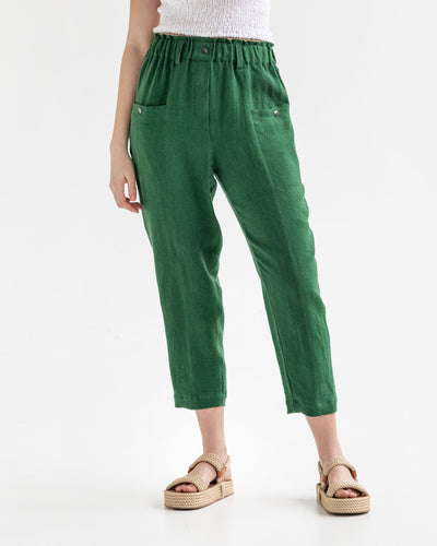 Linen pants KIHEI in green - MagicLinen