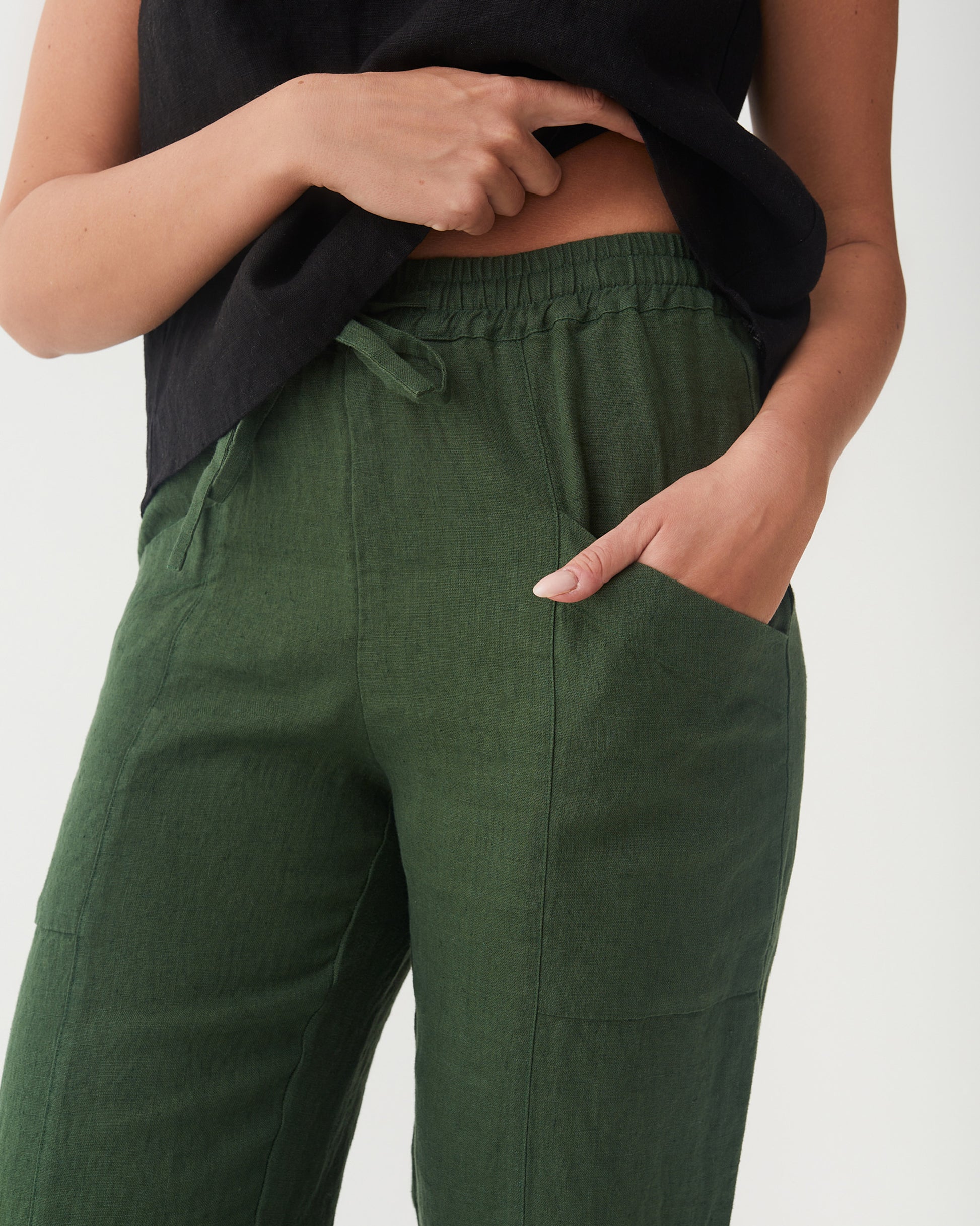 Linen Pants SARDINIA in Deep green | MagicLinen