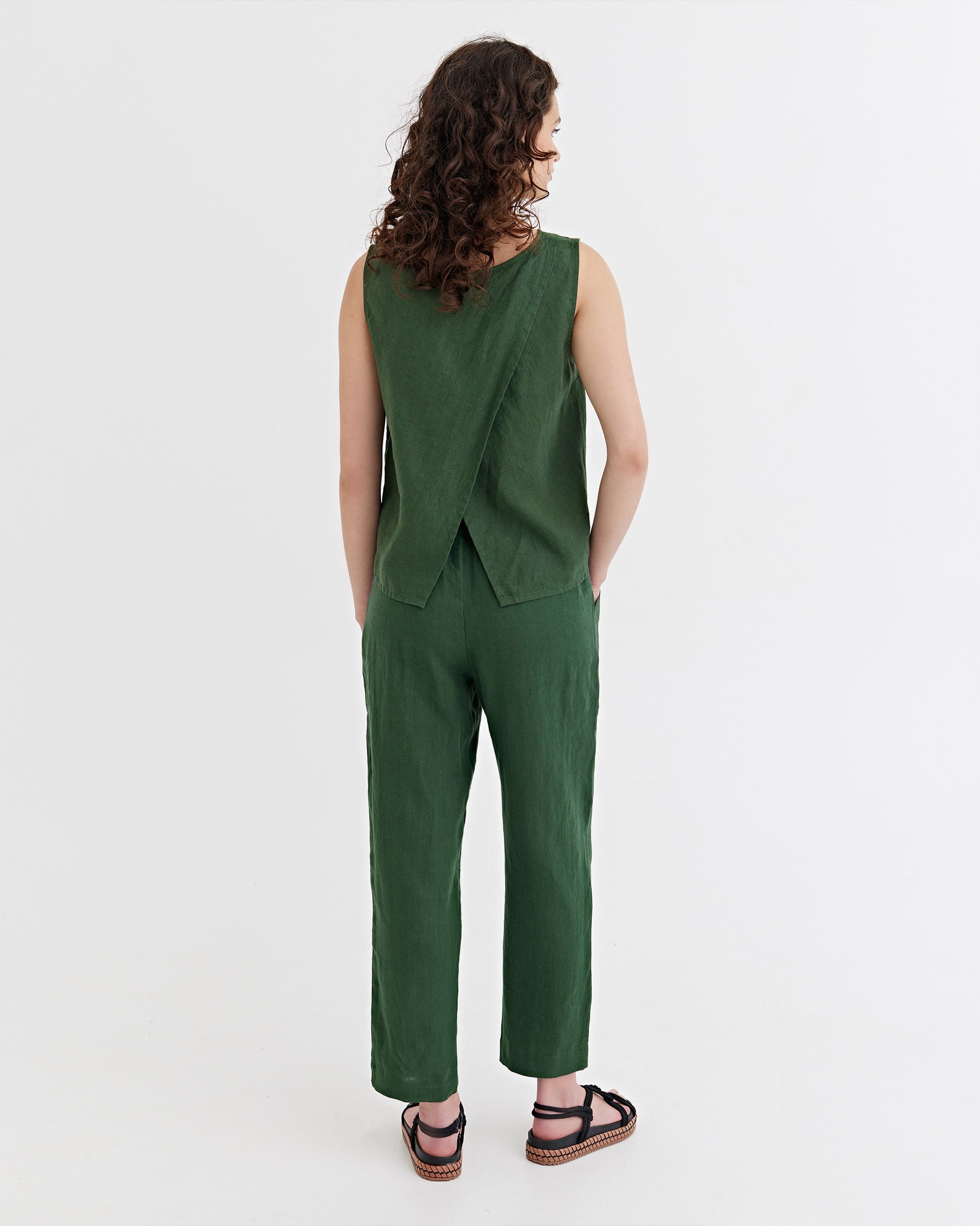 Linen Pants SARDINIA in Deep green | MagicLinen