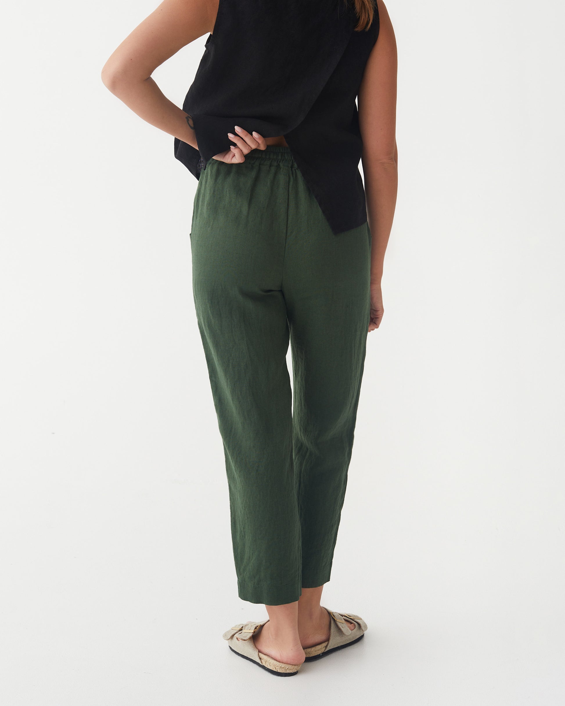 Linen Pants SARDINIA in Deep green | MagicLinen