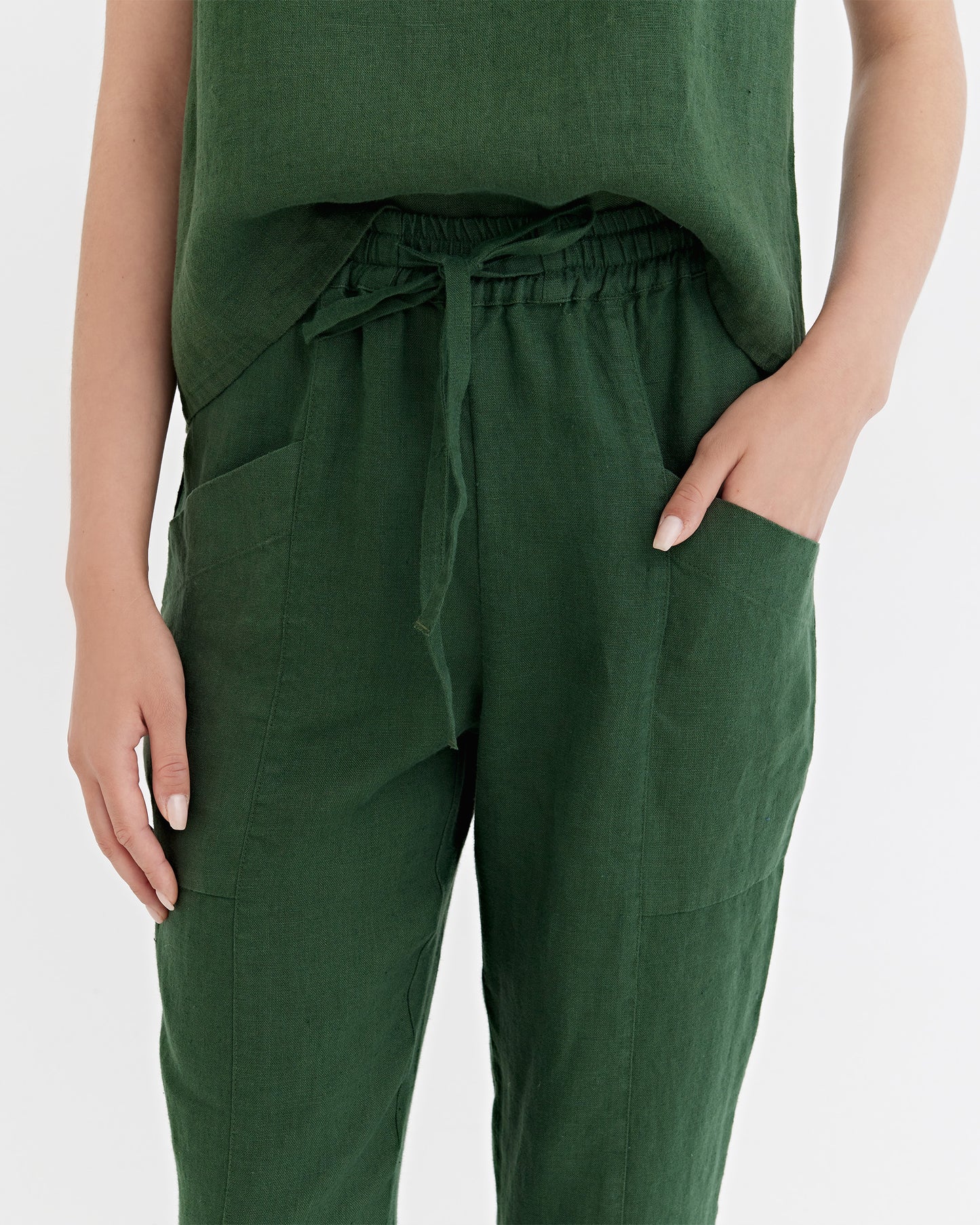 Linen Pants SARDINIA in Deep green | MagicLinen