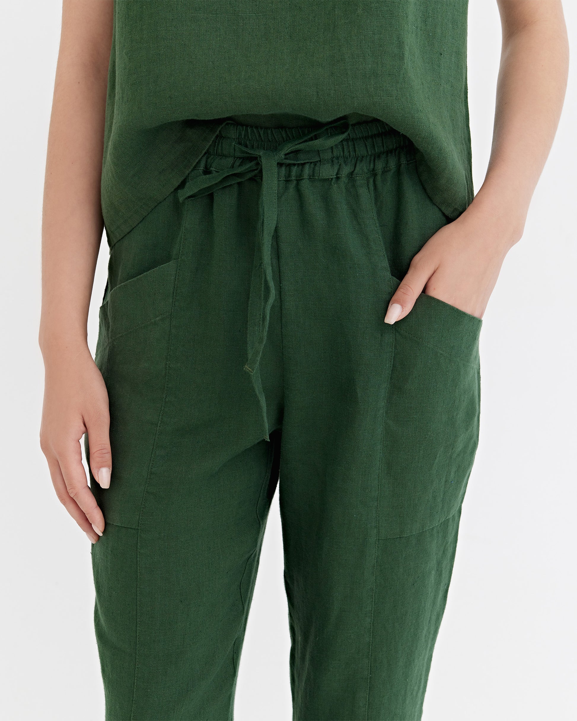 Linen Pants SARDINIA in Deep green | MagicLinen