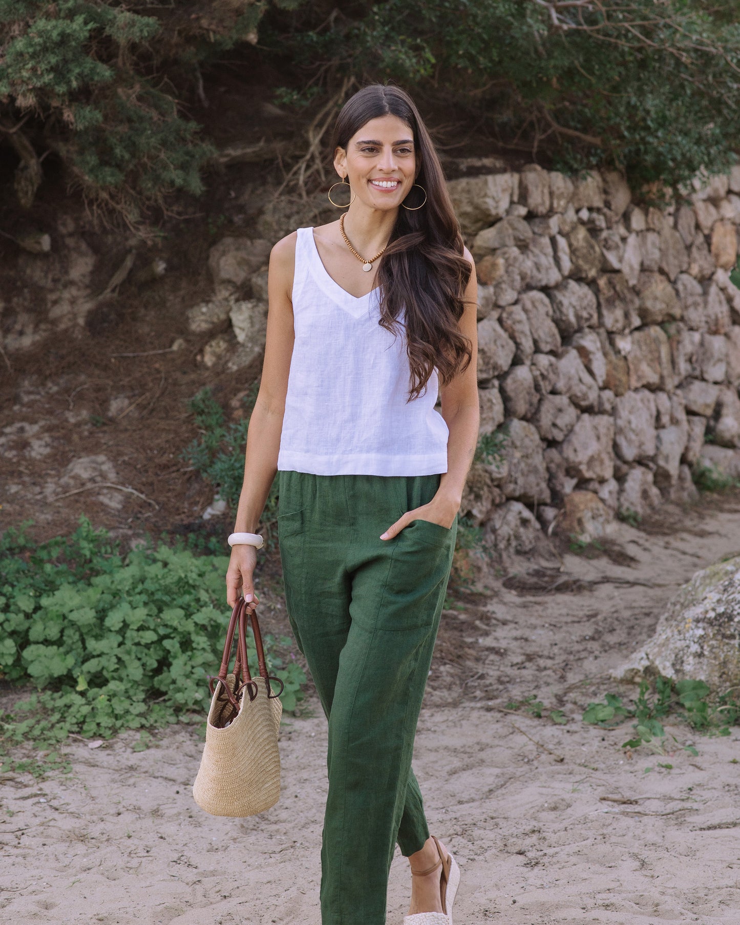 Linen Pants SARDINIA in Deep green | MagicLinen