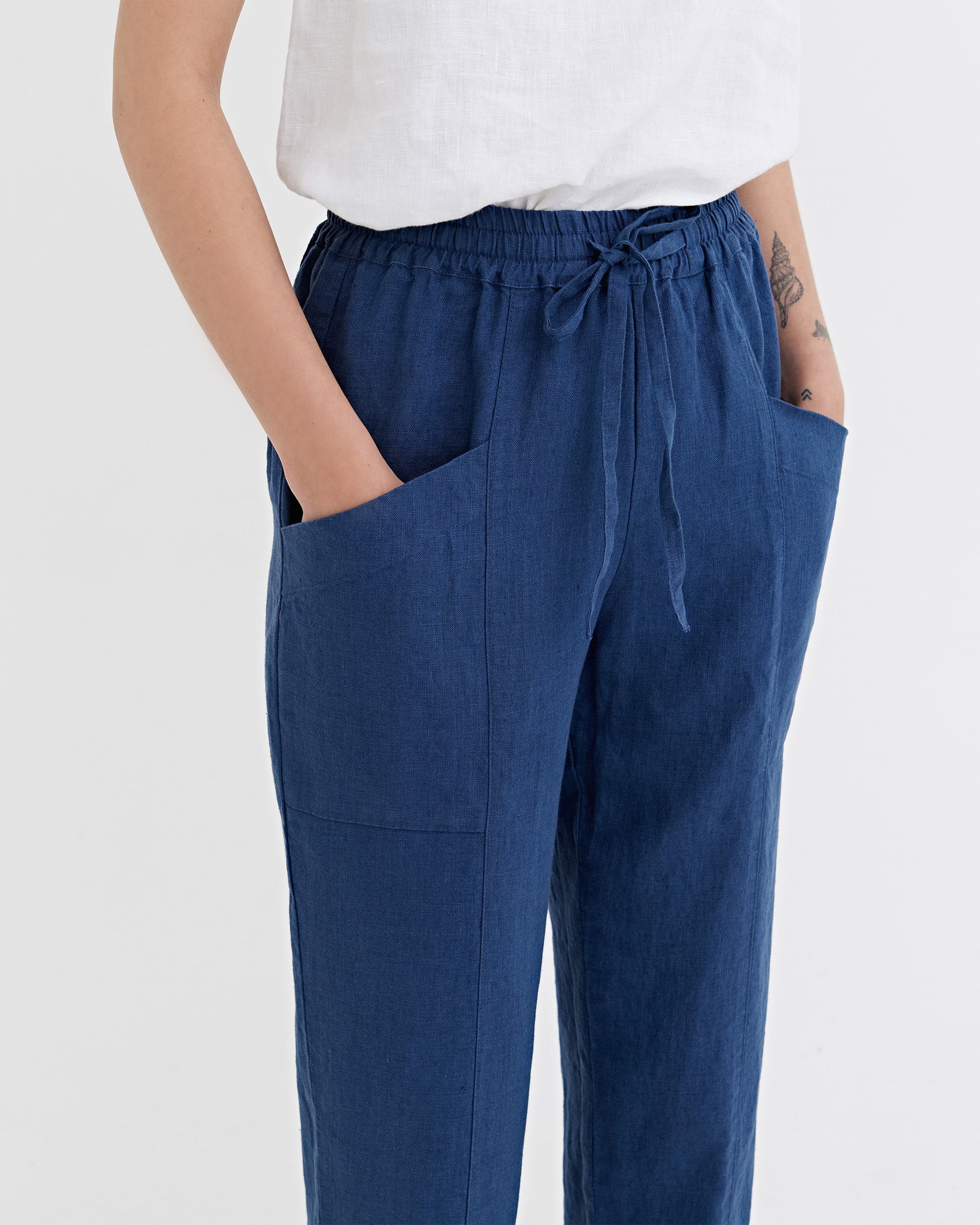 Linen Pants SARDINIA in Deep navy blue | MagicLinen