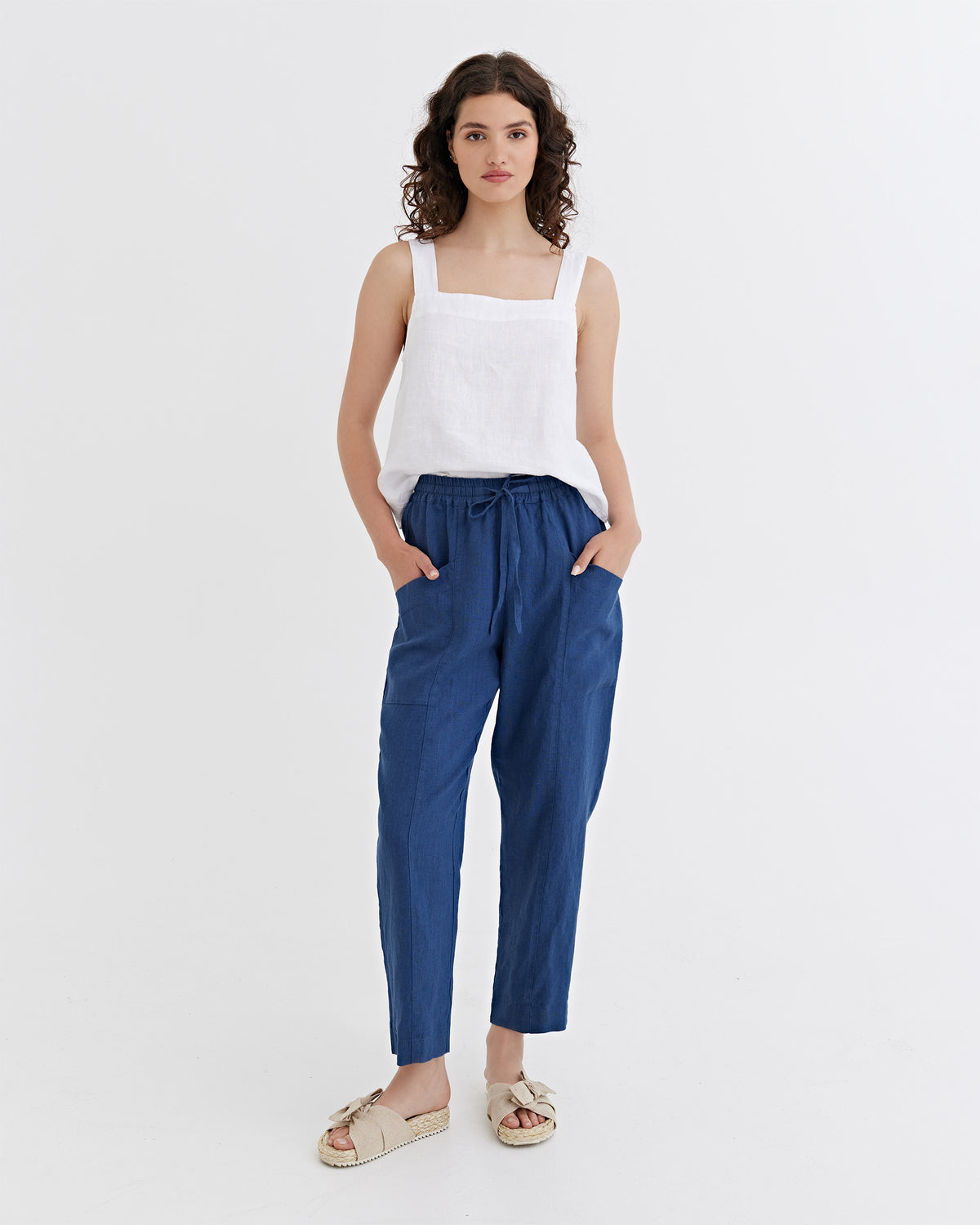 Linen Pants SARDINIA Deep navy blue