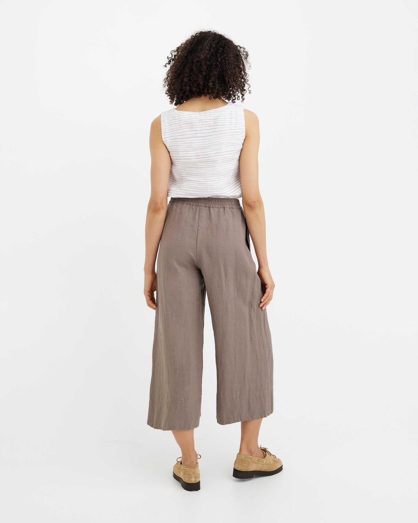 women’s midweight linen culottes with elasticated back waistband 