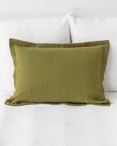 Linen pillow sham in Olive green | MagicLinen