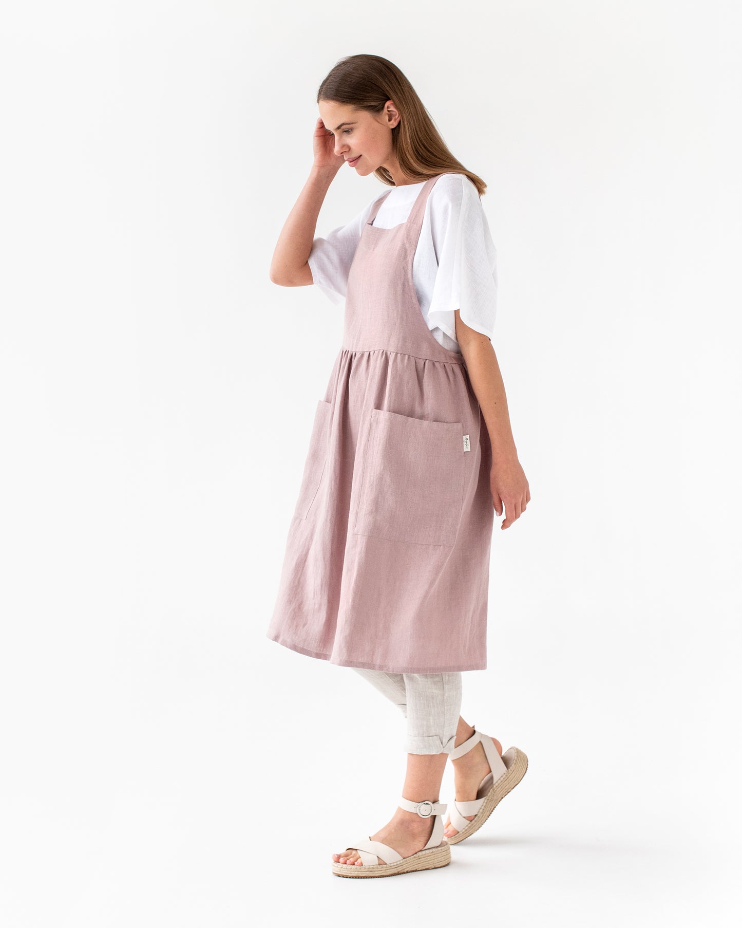 Pinafore apron dress in Woodrose - MagicLinen