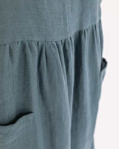 Pinafore apron dress in Gray blue - MagicLinen