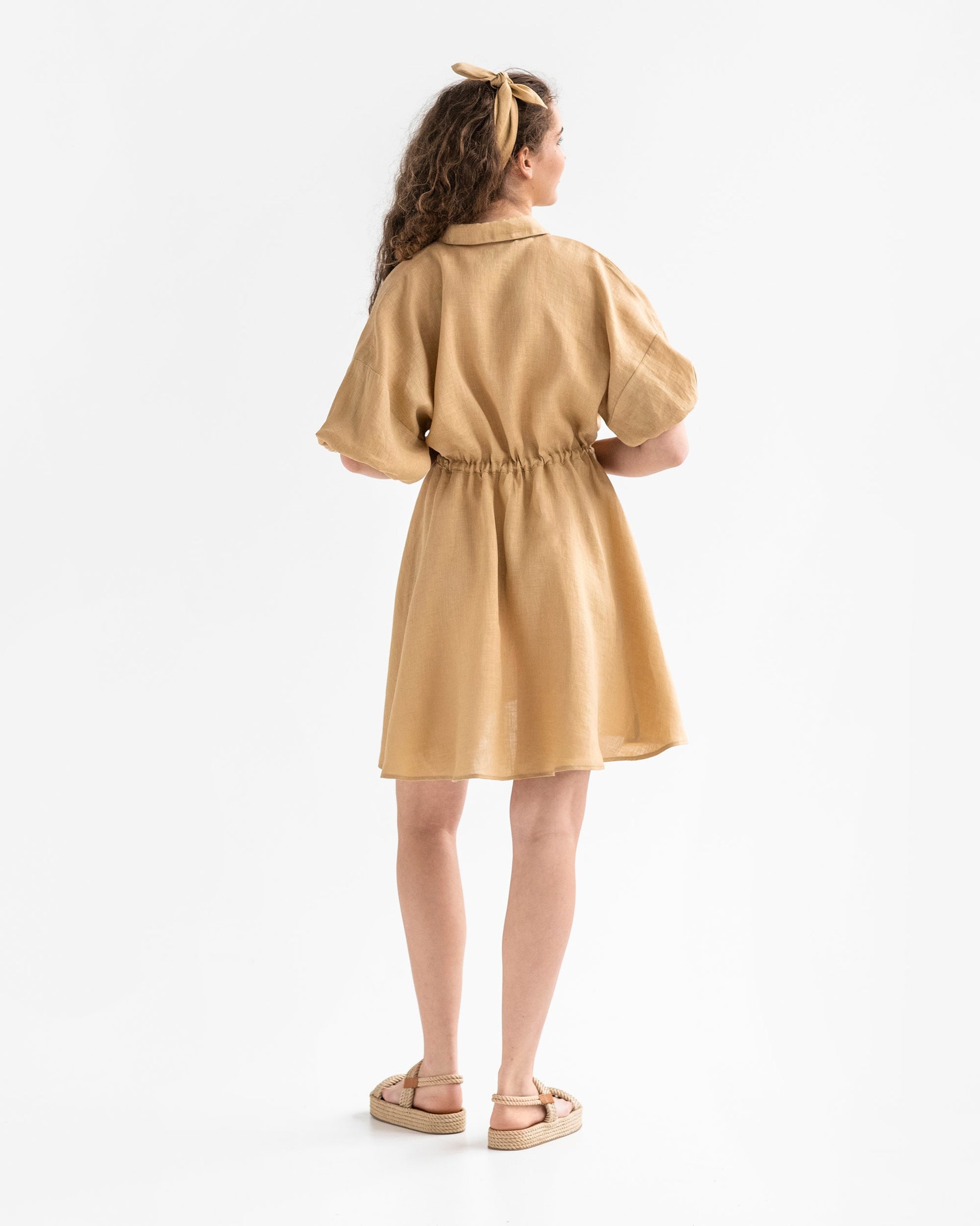 Linen shirt dress JULIEN in sandy beige - MagicLinen