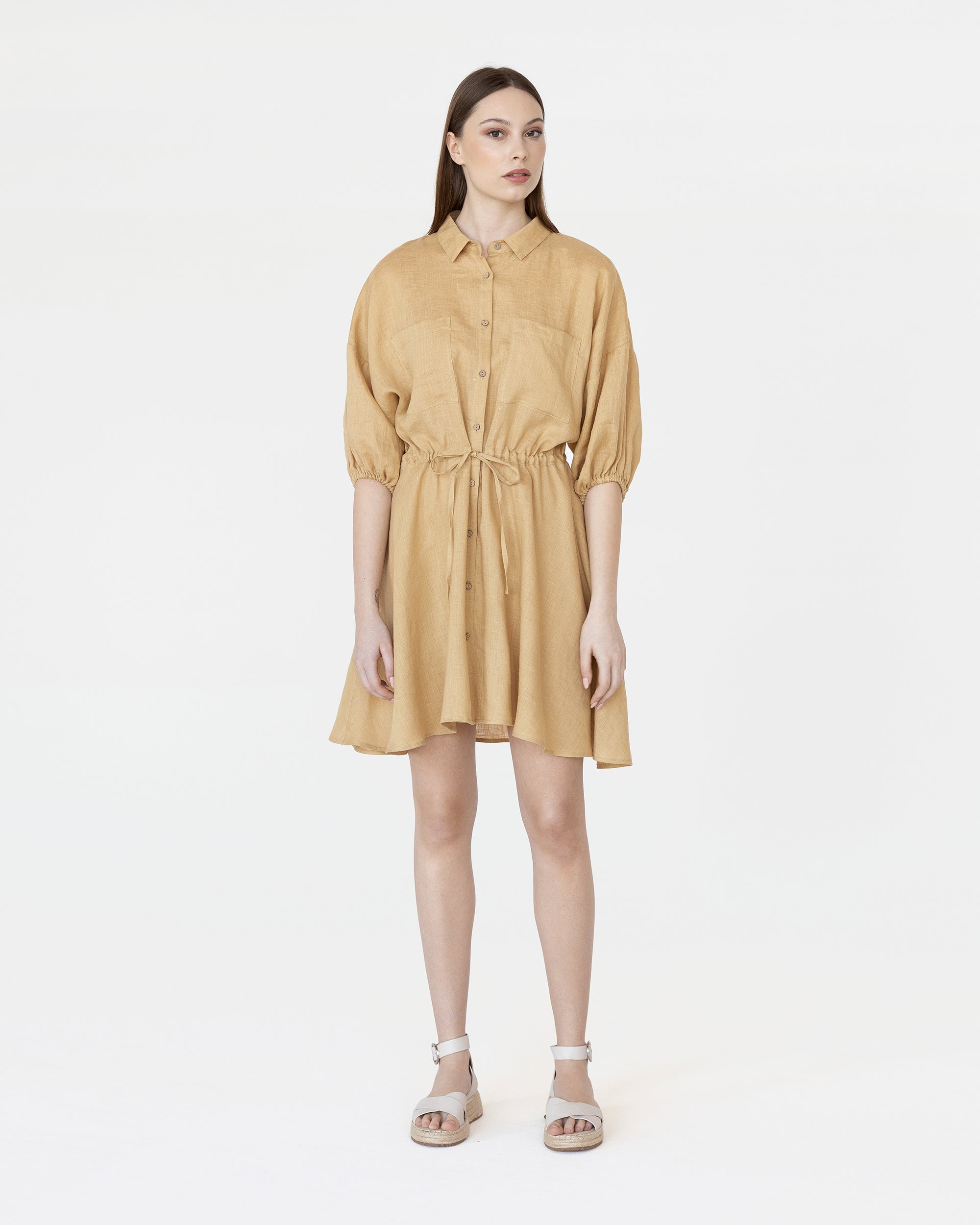 Uniqlo linen 2024 shirt dress