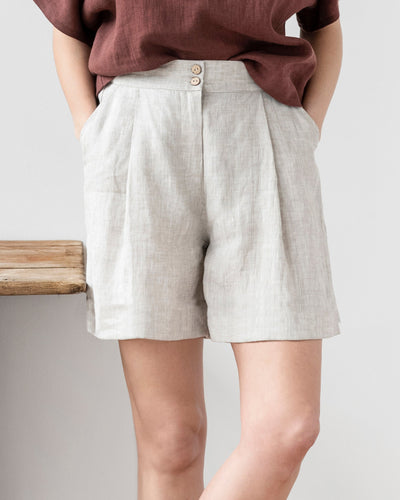 High waisted linen shorts EVORA - MagicLinen