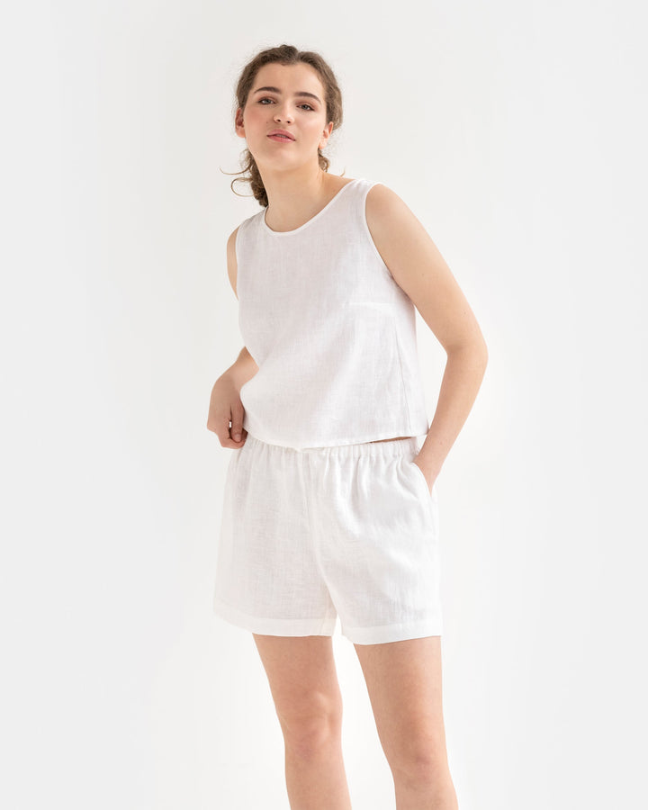 Linen shorts WHISTLER in white - MagicLinen