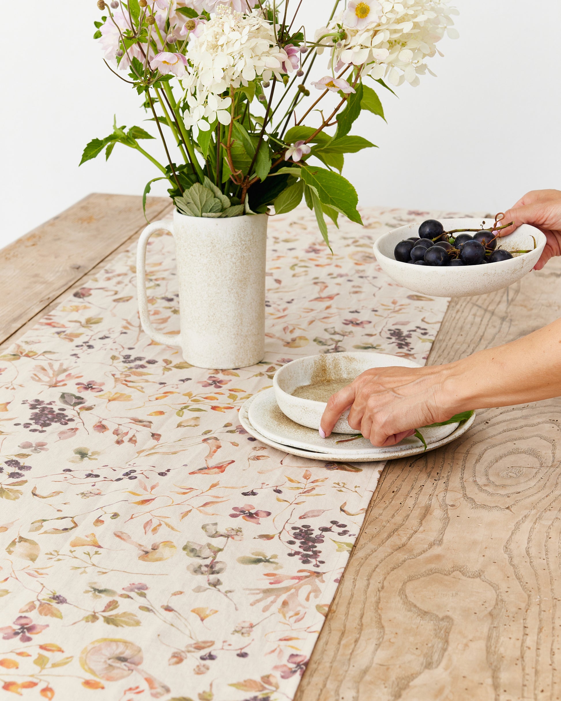 Linen Table Runner in Autumn forest Print | MagicLinen