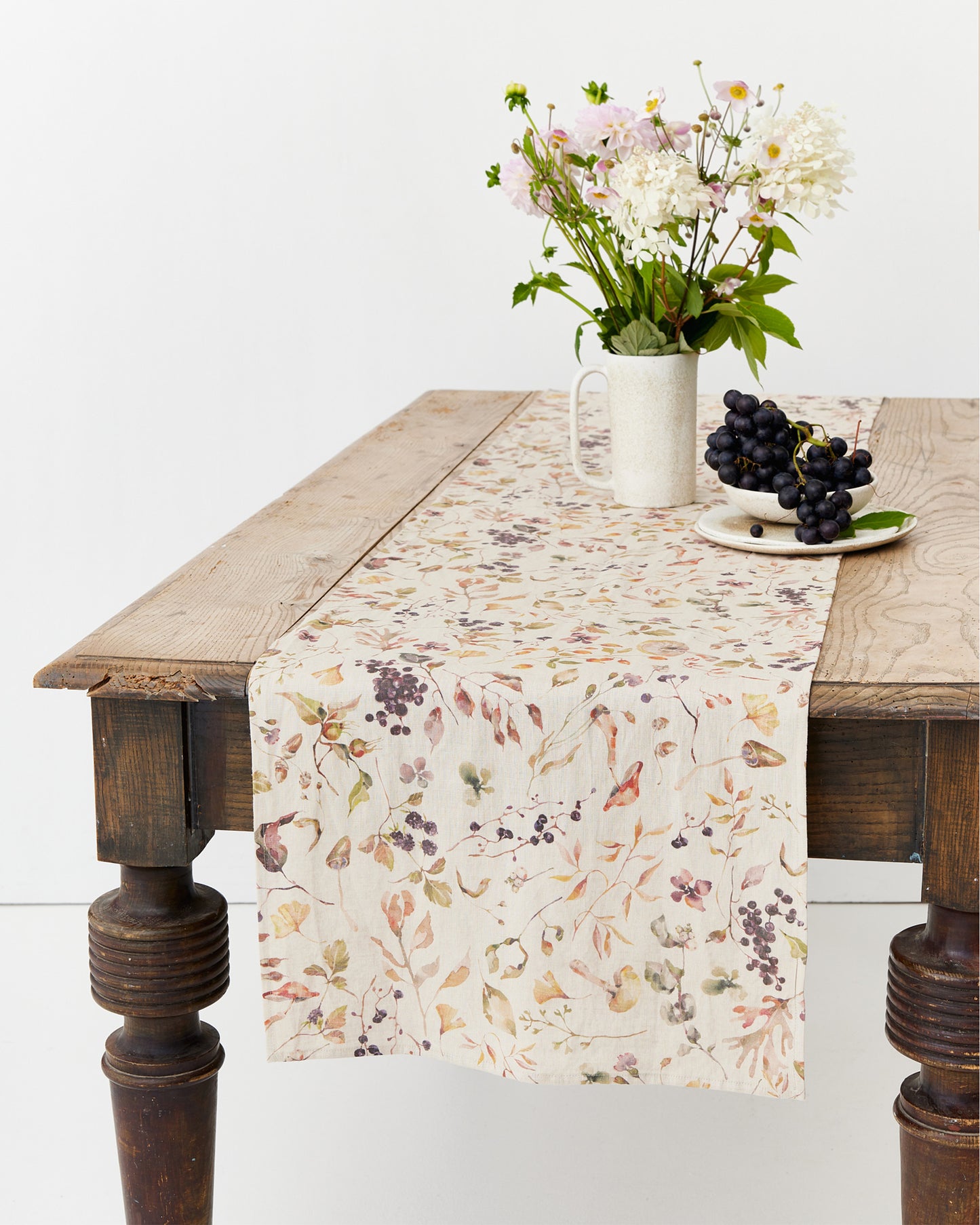 Linen Table Runner in Autumn forest Print | MagicLinen