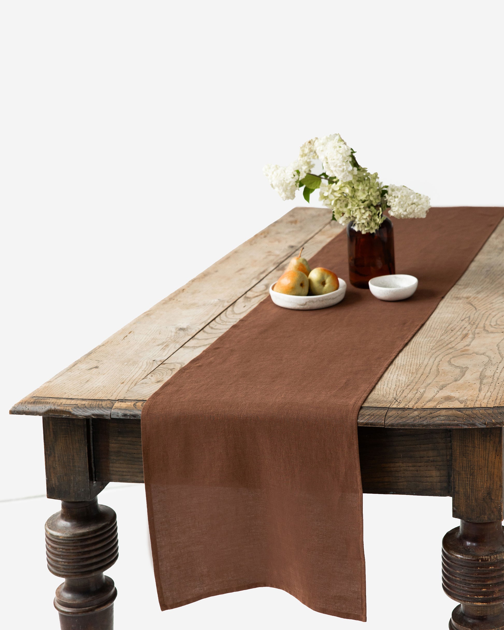 Linen Table Runner in Chocolate brown | MagicLinen