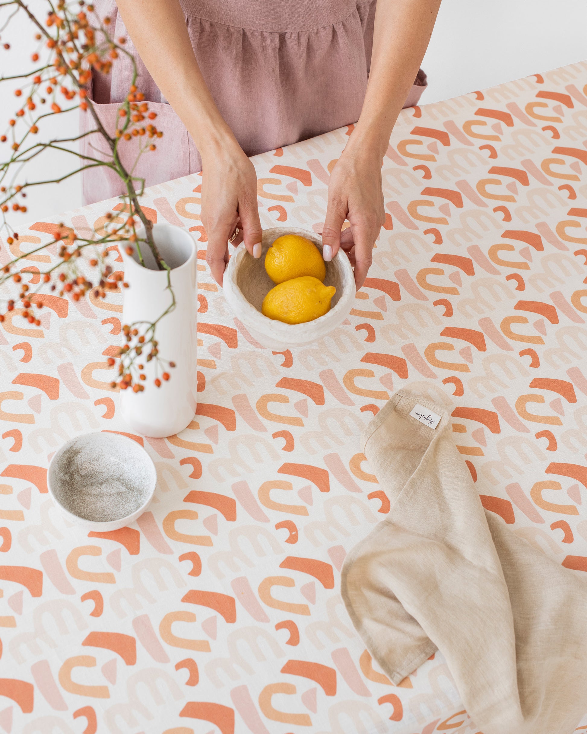 Modern Print Linen Tablecloth | MagicLinen