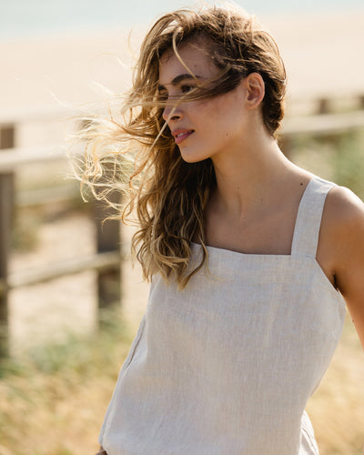 Linen tank top OLINDA in Natural melange | MagicLinen