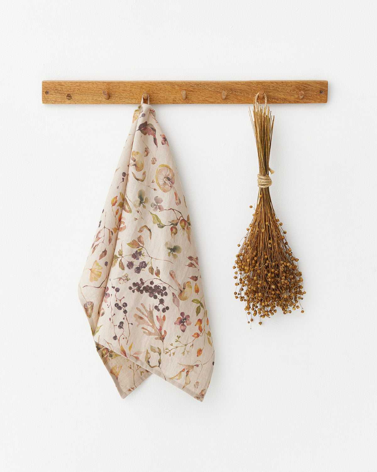 Autumn forest print Linen tea towel