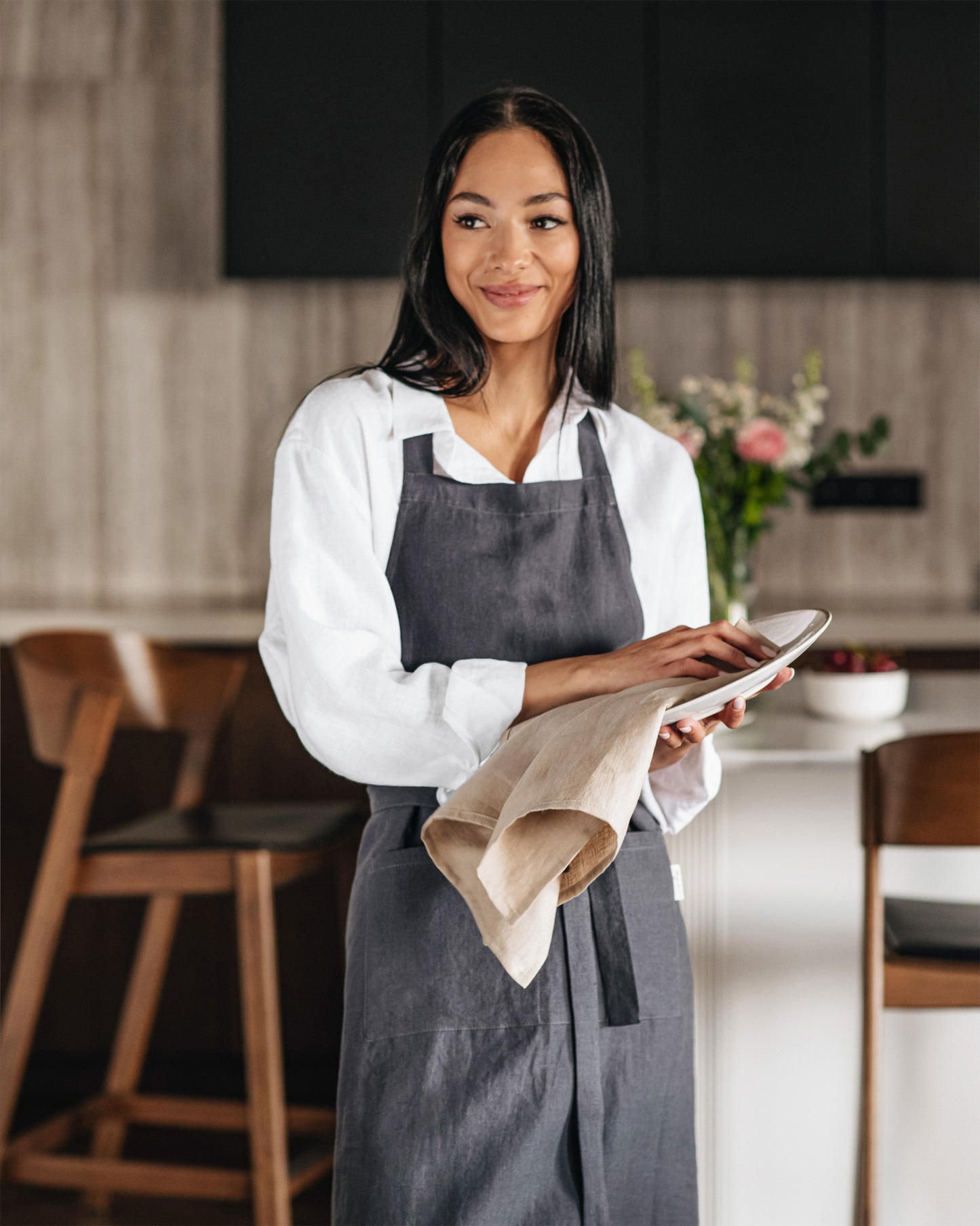 Linen tea towel in Natural linen