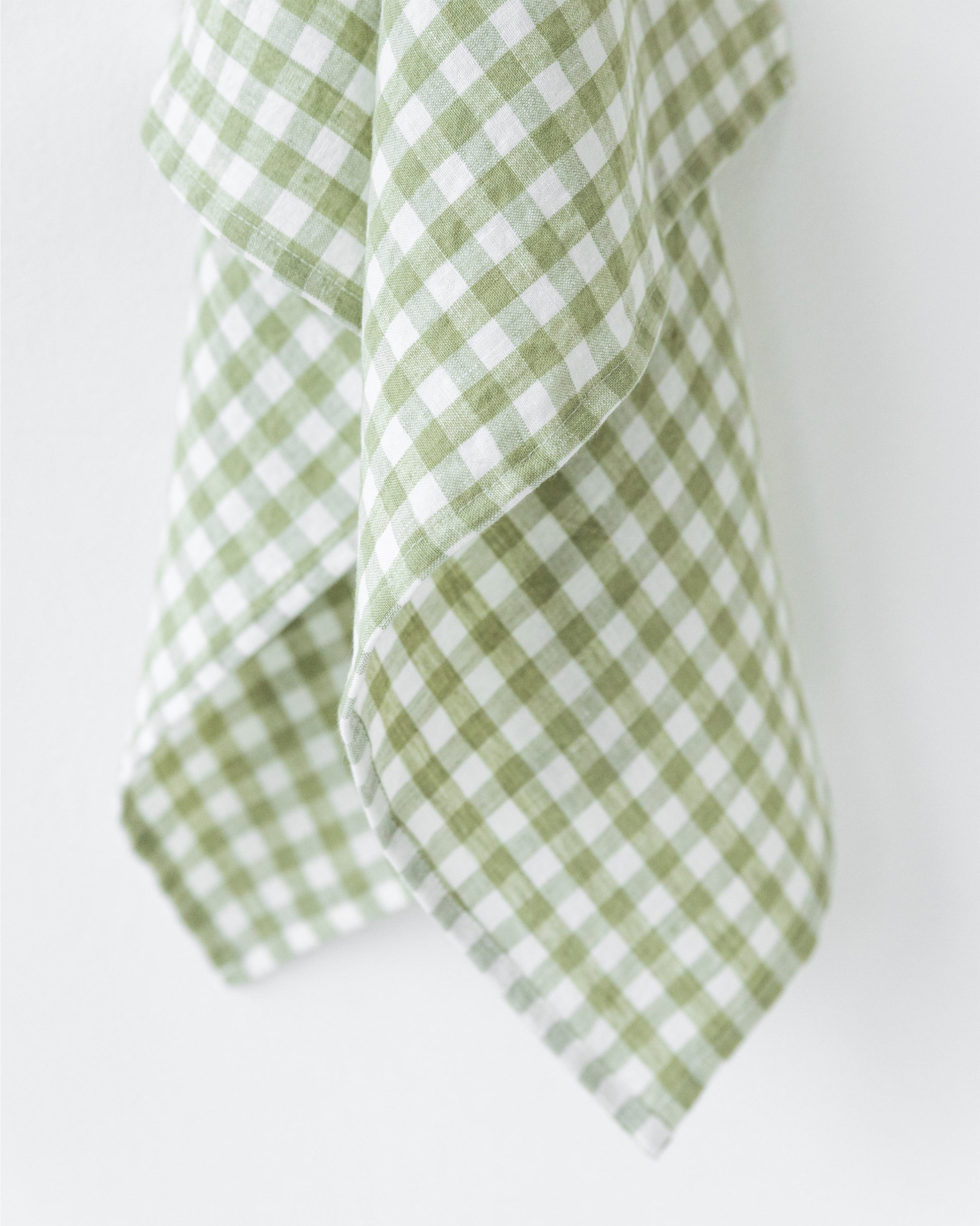 Linen Dish Towel in Sage Gingham | MagicLinen