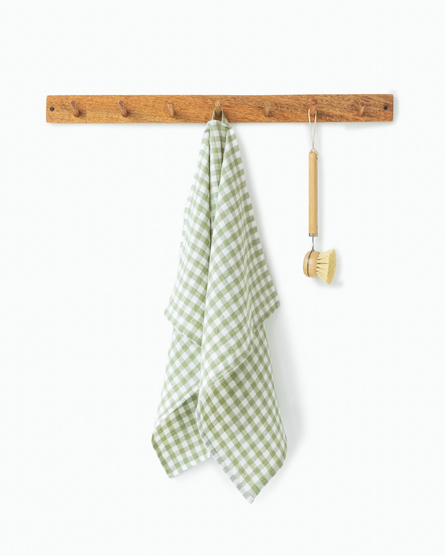 Linen Dish Towel in Sage Gingham | MagicLinen