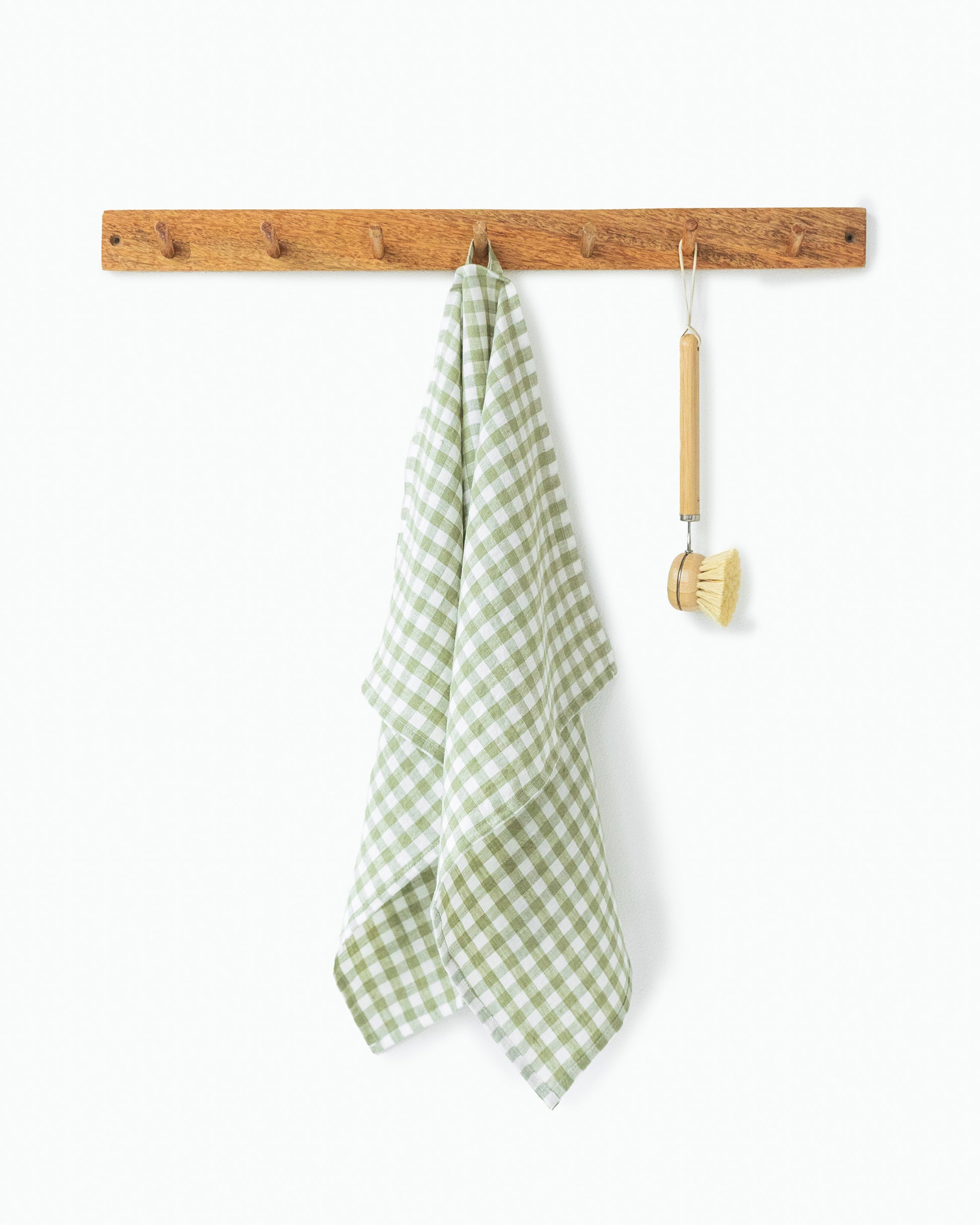 Linen Dish Towel in Sage Gingham | MagicLinen