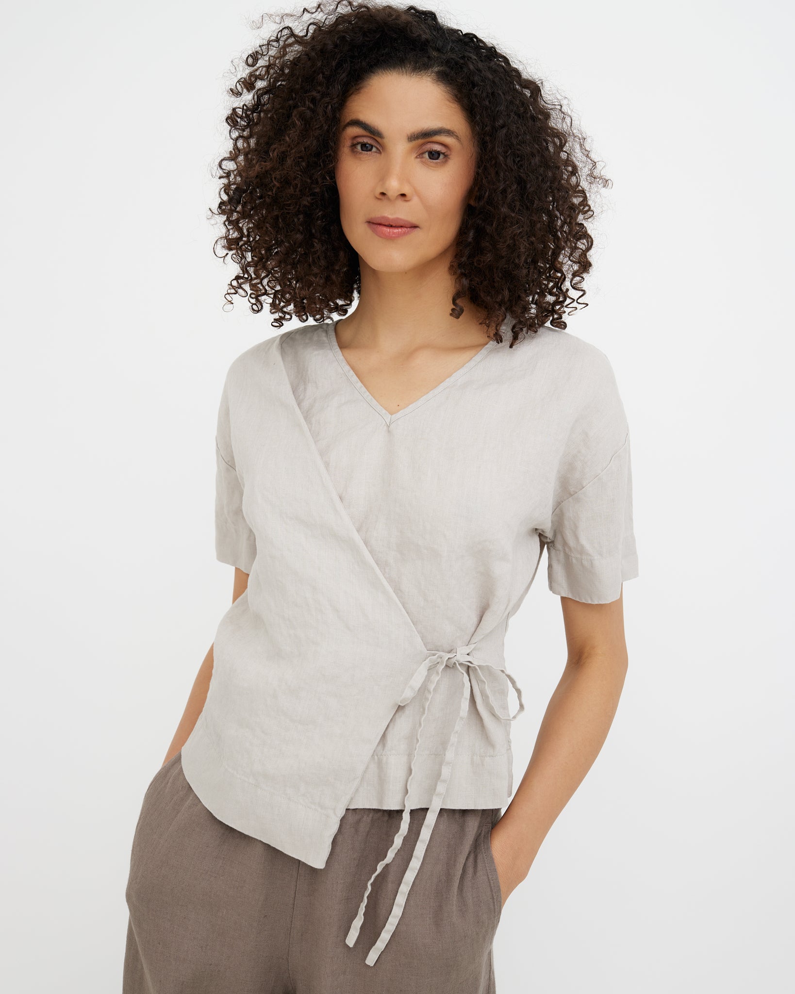 MagicLinen Natural flax Linen Top JASPER, 100% European flax linen 160 gsm plain weave  modelBoxOn