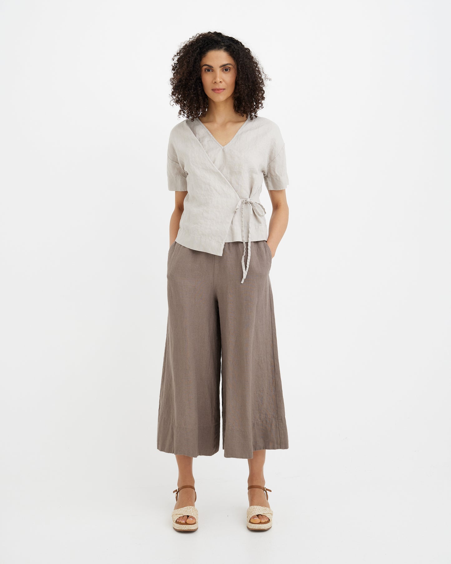MagicLinen Natural flax JASPER linen top with relaxed straight silhouette and hip-length coverage  