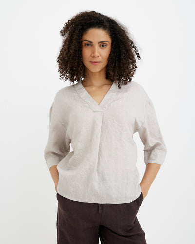 MagicLinen Natural Flax Linen Top ST. TROPEZ, 100% European flax linen stonewashed modelBoxOn